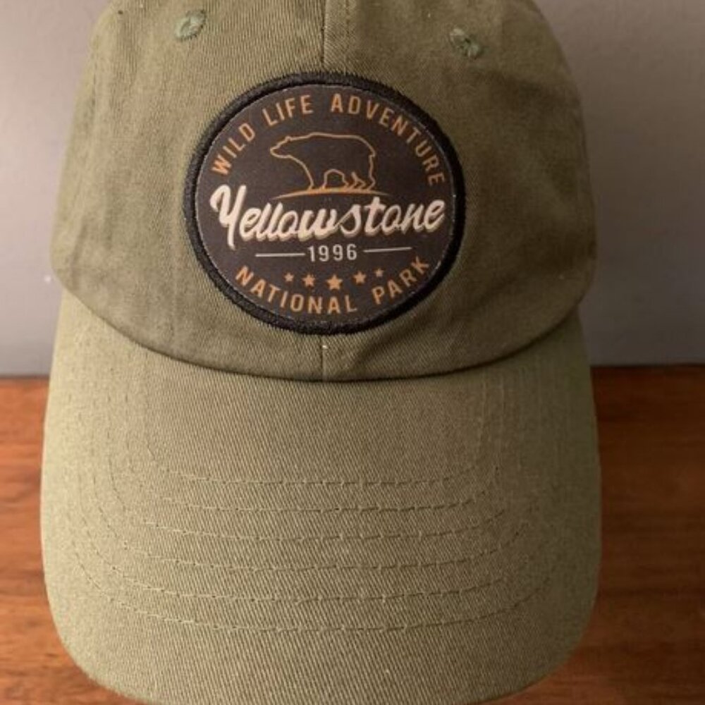 Yellowstone National Park Army Green Adjustable Baseball Hat Cap